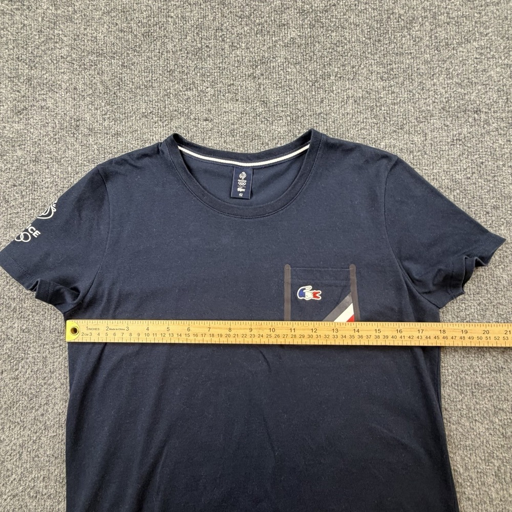 Lacoste France Olympic Team T Shirt Women 42 Navy Crocodile Tee - Picture 7 of 9
